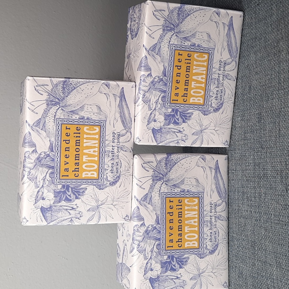 Lavender Chamomile Botanic Shea Butter Spa Bar Bath Soap Set of 3 Bars 10.5oz